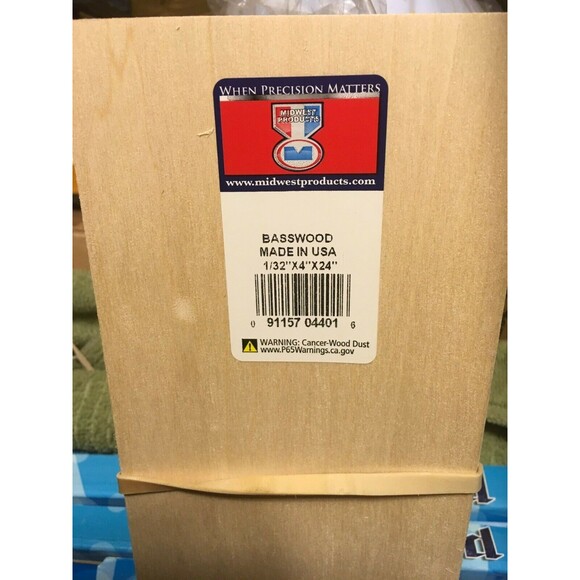 Midwest Basswood wood 1/32" x 4" x 24in (1)pc. - Picture 1 of 1